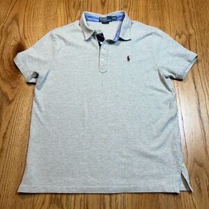 Polo Ralph Lauren Men's XL Custom Fit Short Sleeve Flip‎ Collar Gray Polo Shirt